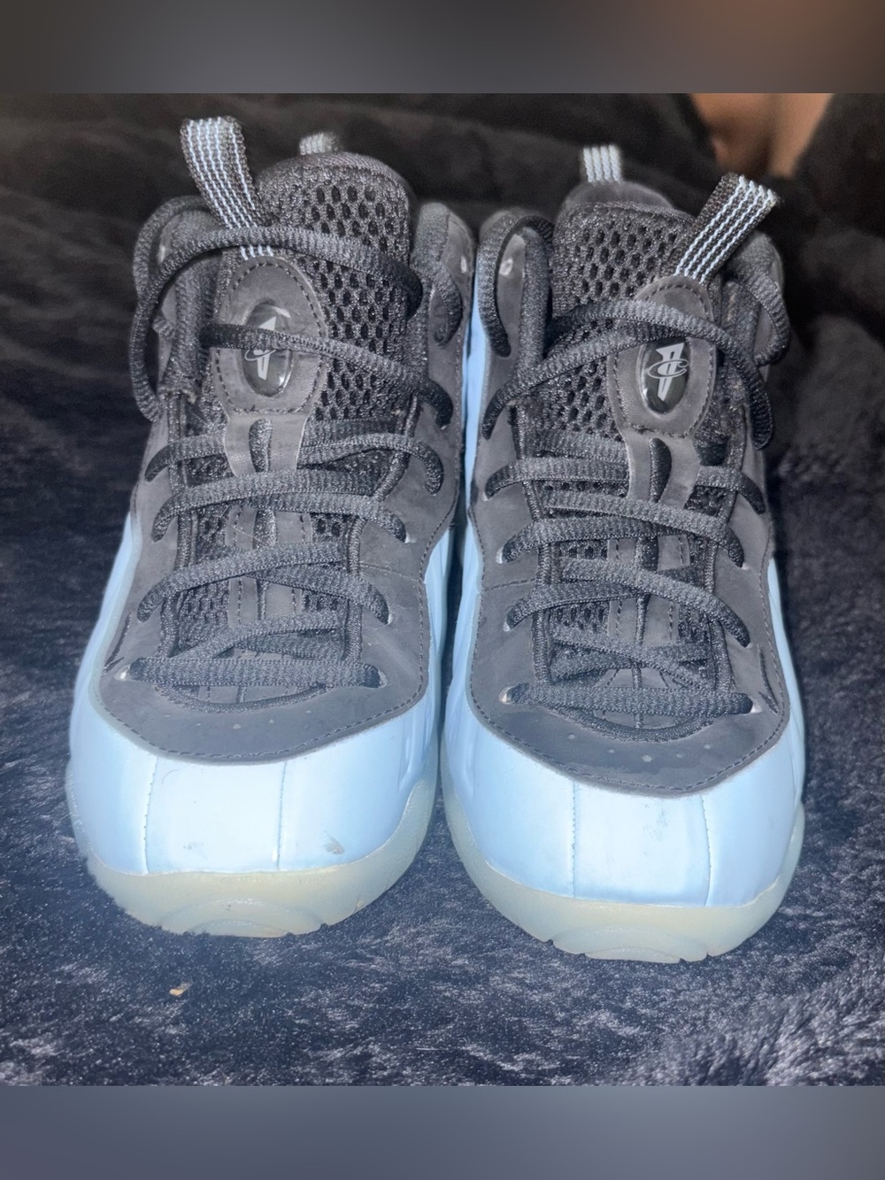 Nike Kids Light Blue and Black Foam-Look Sneakers